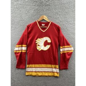 Vintage SK Sandow Calgary Hockey Jersey Red Yellow White Size Small